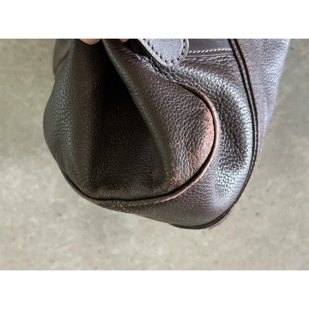 Longchamp‎ Leather Tote Pebbled Leather Luxury Bag GUC Brown